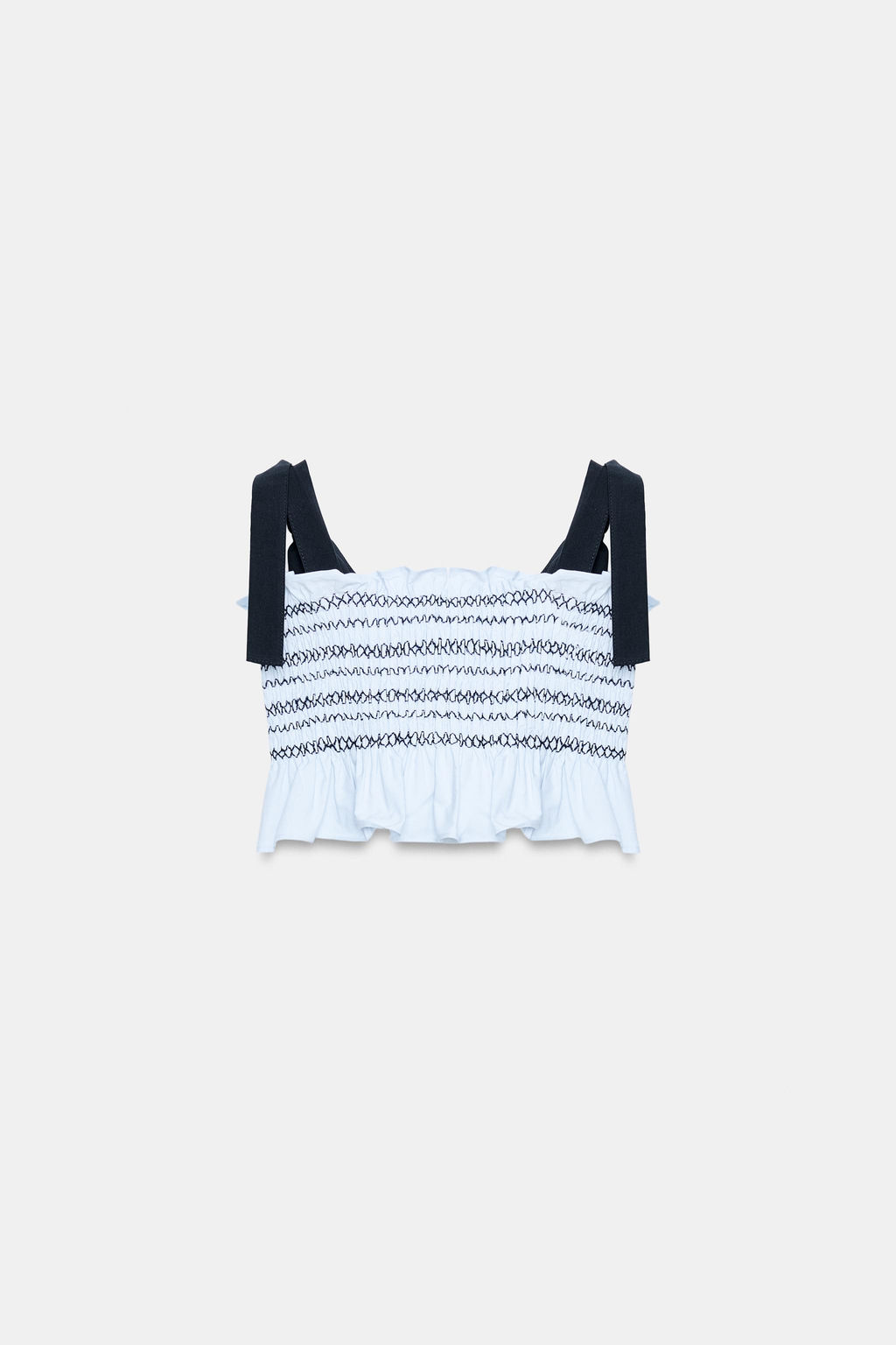 TOP LAZOS NIDO DE ABEJA / Azul / Blanco - Zara фото 6