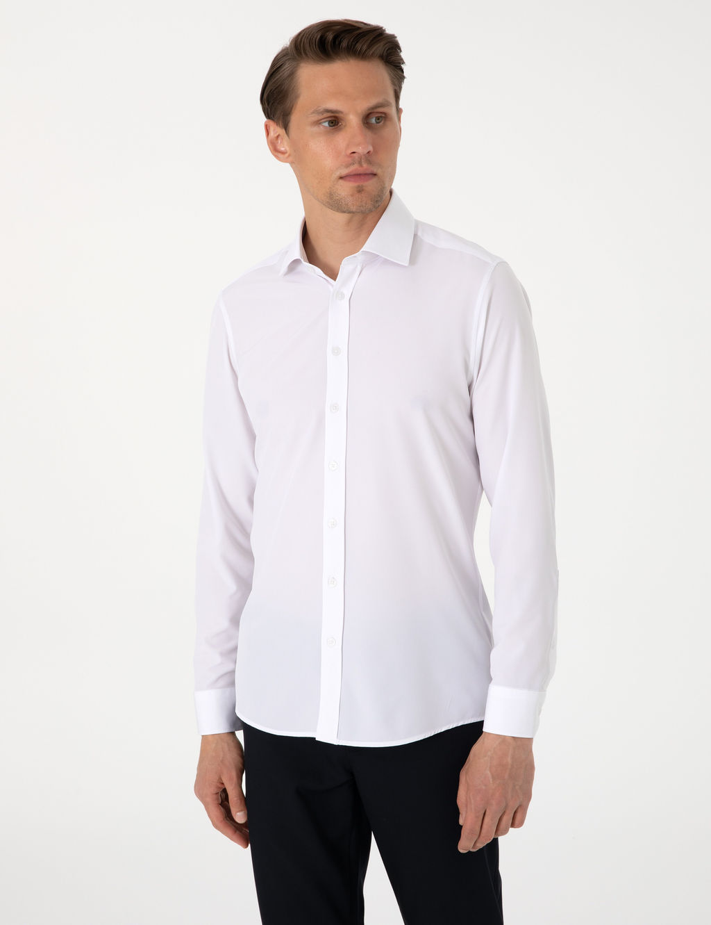 Beyaz Ekstra Slim Fit Uzun Kollu G_mlek