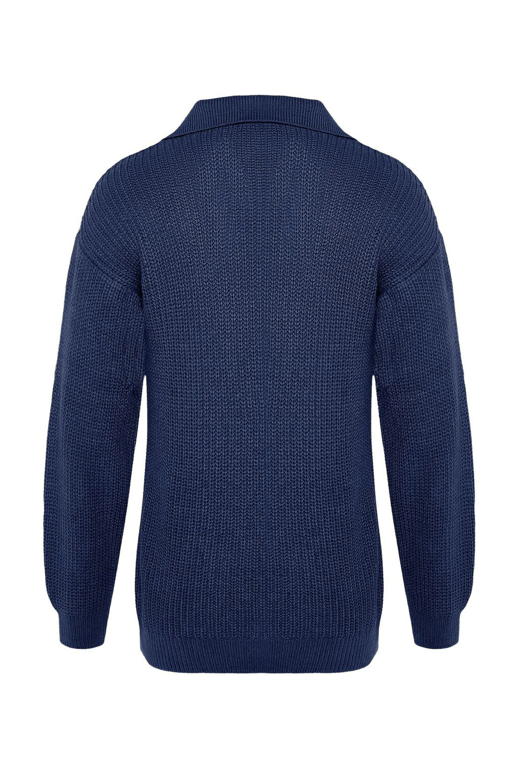 TRENDYOL MAN Indigo Casual Unisex Regular Fit Polo Yaka Tuylenmeyen Triko Kazak TMNAW24KZ00008 - Trendyolmilla фото 9