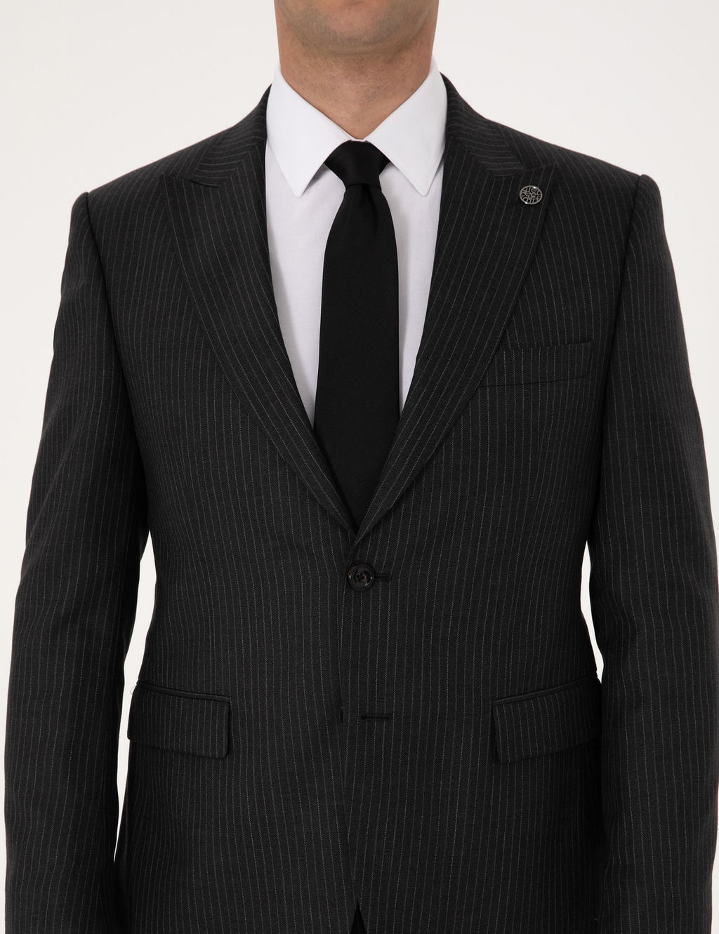 Antrasit Slim Fit %100 Ka_mir _izgili Tak_m Elbise