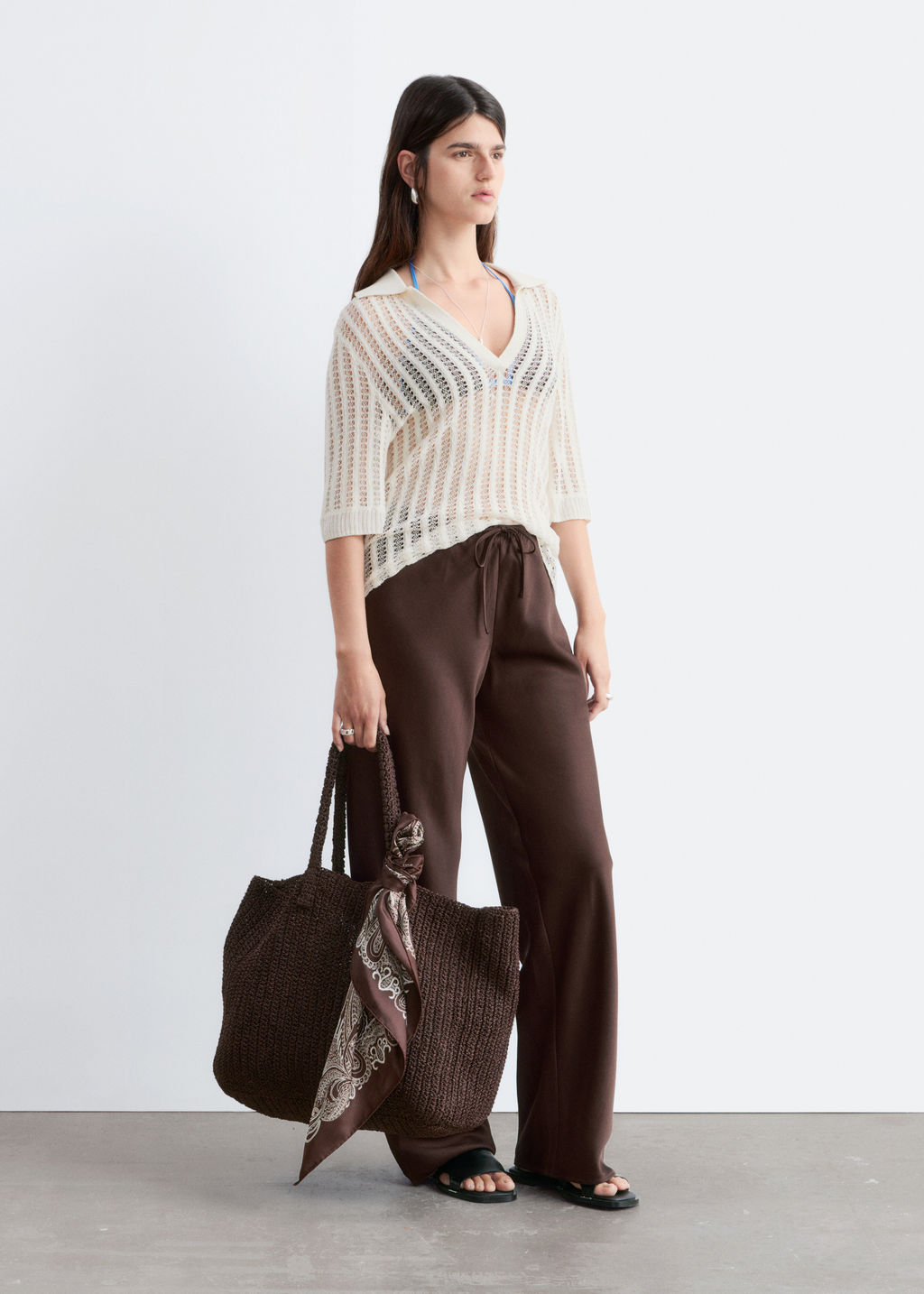 Pantalones de sarga con cord?n de ajuste - H&m фото 8
