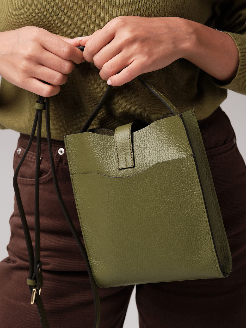 Кожаная сумка кросс-боди Leya DBR 30919 зеленая водоросль  фото 3