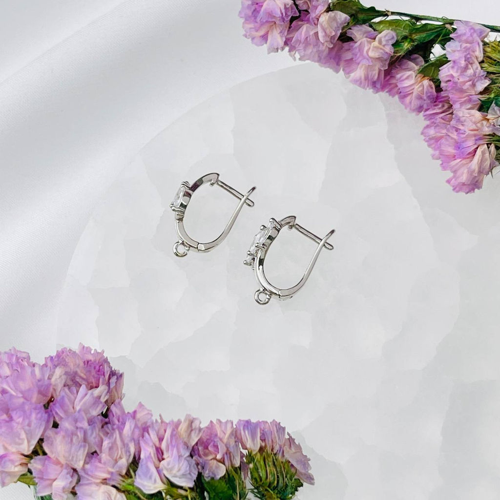 Швензы для сережек с Фианитами родированные