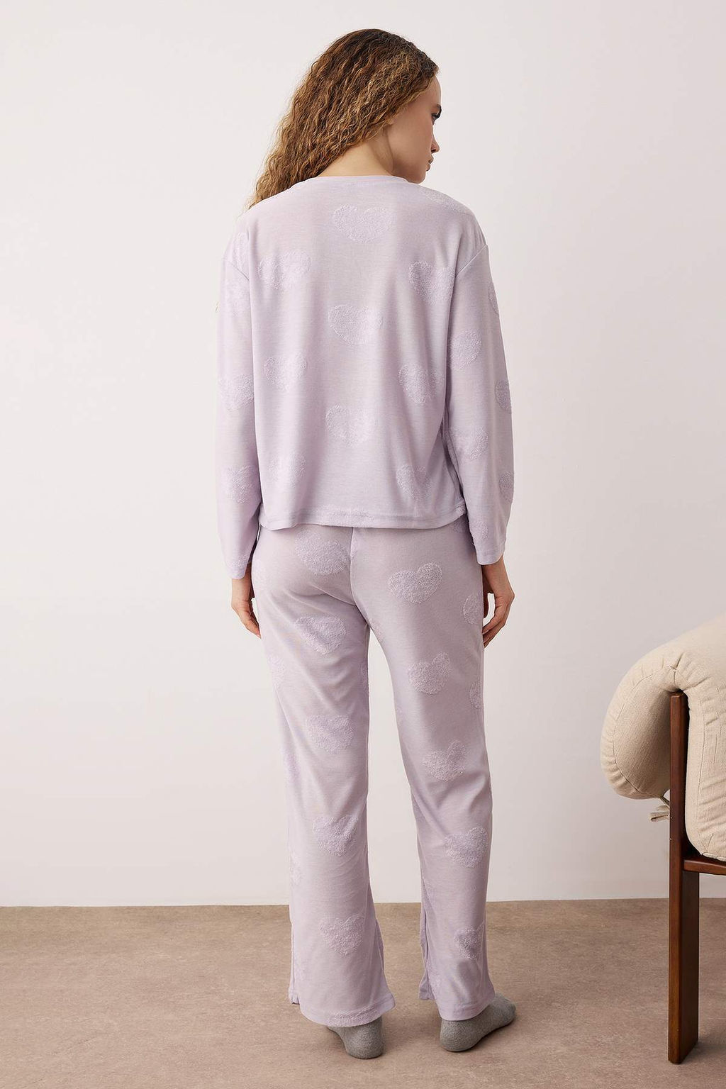 Trendyolmilla Pembe Kalpli Orme Pijama Tak?m? THMAW25PT00086  фото 9