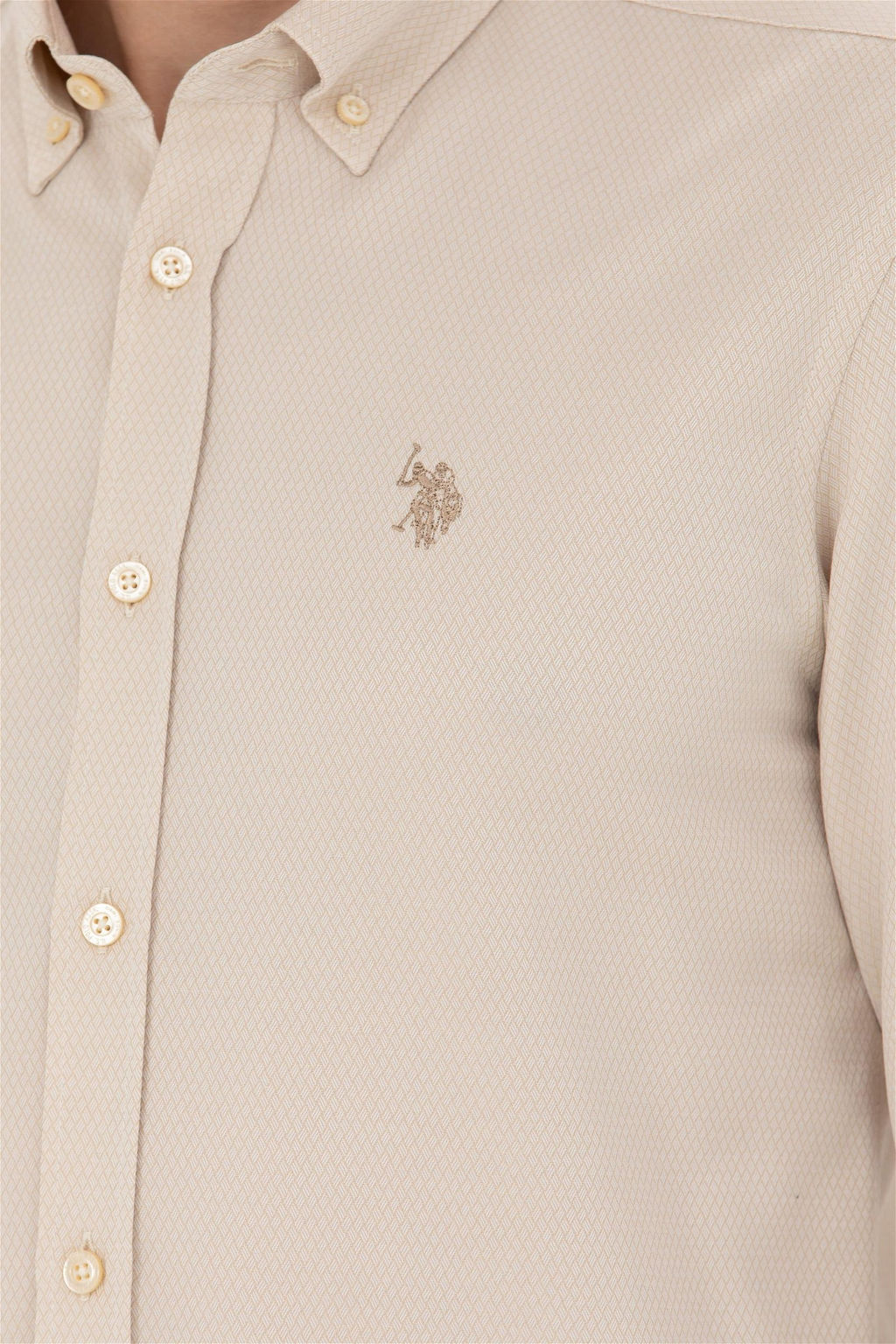 Мужская рубашка песочного цвета с длинным рукавом - U.s. polo assn фото 7