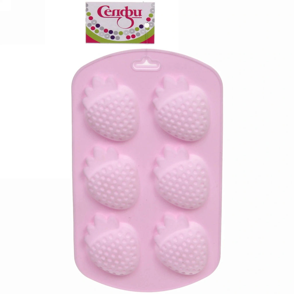 Цена за 6 шт. Форма для льда силиконовая "Клубнички" 19*11см