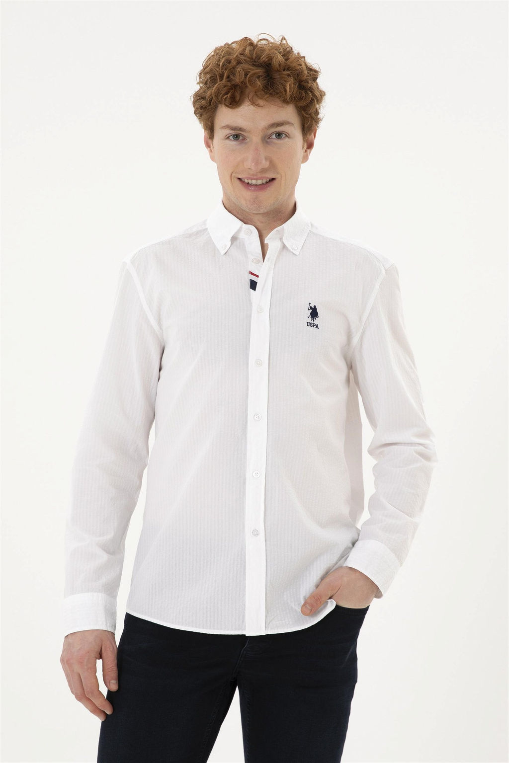 Мужская белая рубашка с длинным рукавом - U.s. polo assn фото 6