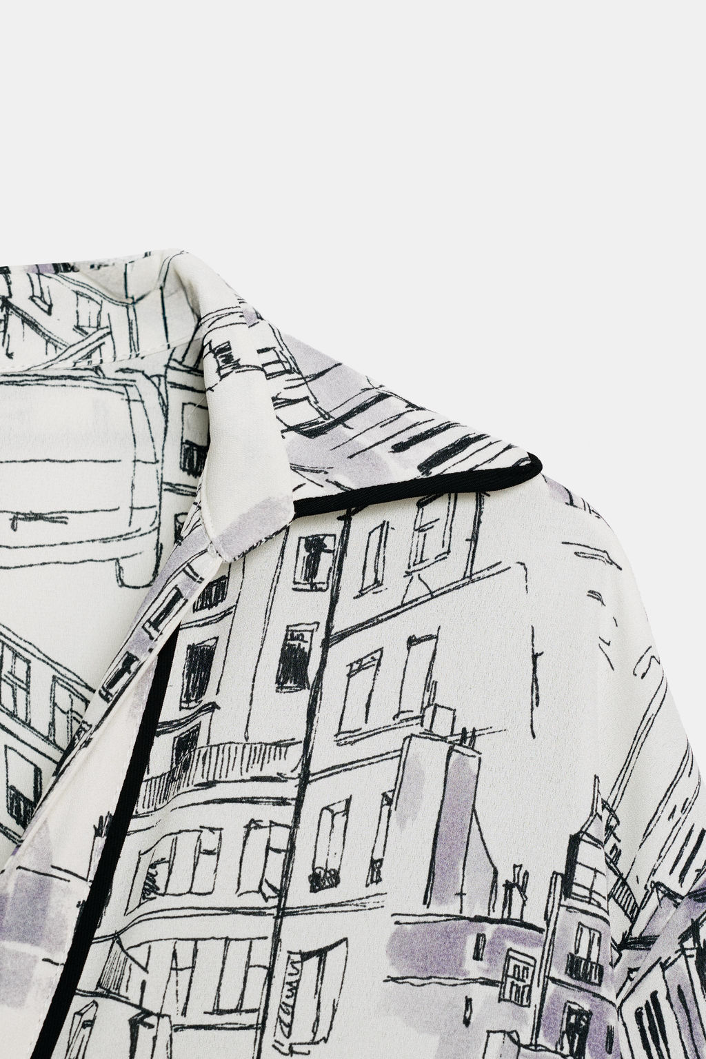 PRINTED BLOUSE WITH PIPING - Zara фото 8