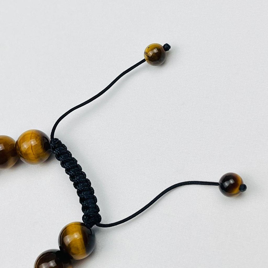 Браслет регулируемый из Тигрового глаза и Лавы от 19 см