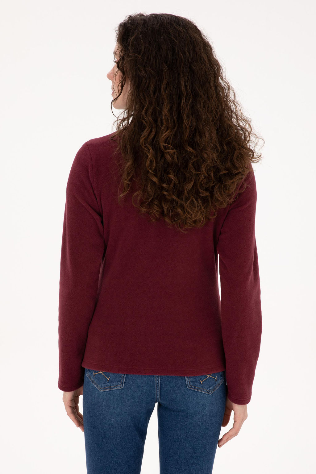 Kad_n Bordo Fermuarl_ Dik Yaka Polar Sweatshirt - U.s. polo assn фото 5