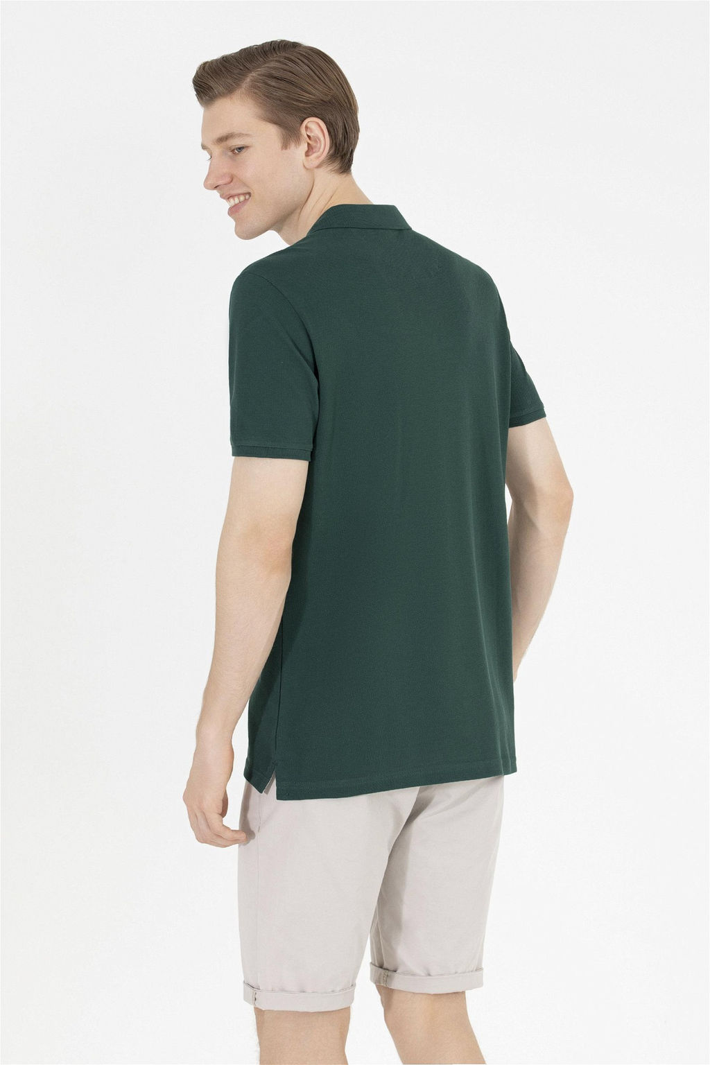 Мужская темно-зеленая футболка с воротником поло Basic - U.s. polo assn фото 12