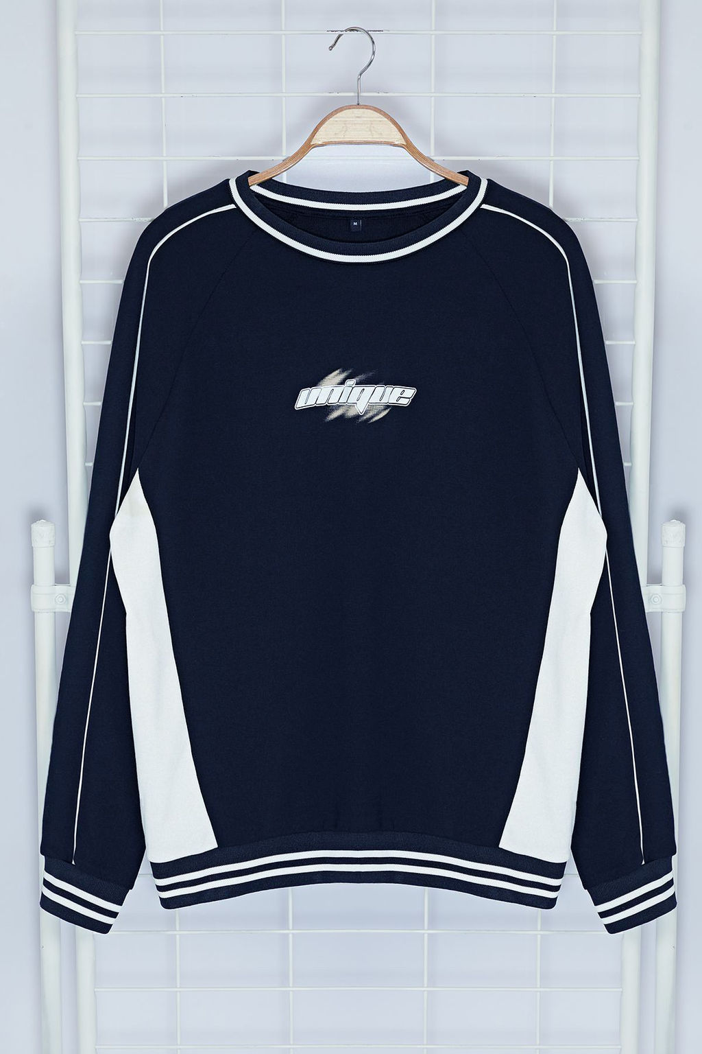 TRENDYOL MAN Lacivert Oversize/Genis Kesim Bask?l? Biye Detayl? Kolej Ici Polarl? Sweatshirt TMNAW25SW00145 - Trendyolmilla фото 7