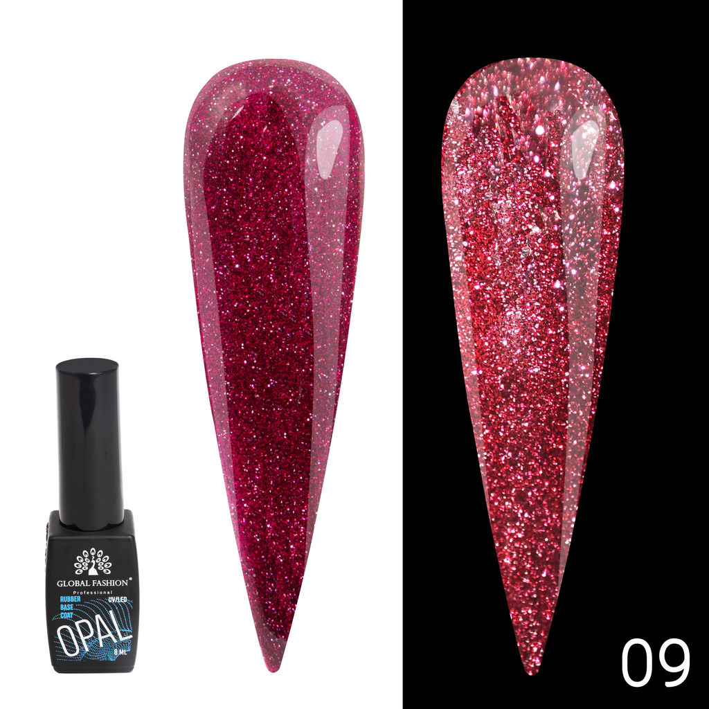 Каучуковая база Disco Opal светоотражающая Global Fashion 8 мл, 09  фото 7