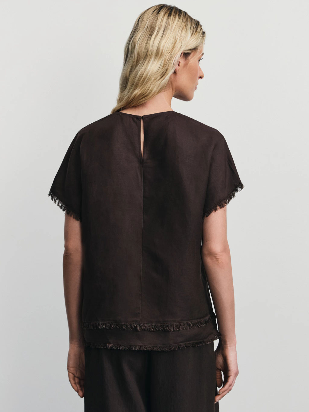Блузка из вискозы и льна с бахромой / Zarina  фото 5