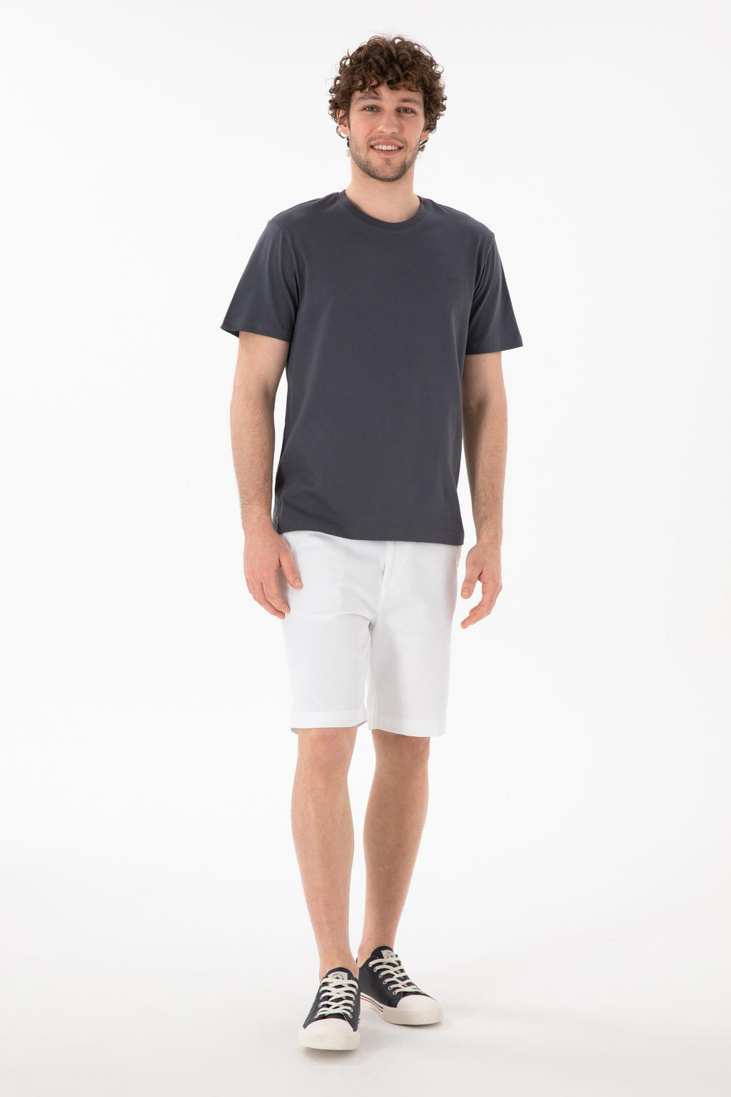 Erkek Regular Fit Bisiklet Yaka Antrasit Basic Ti__rt