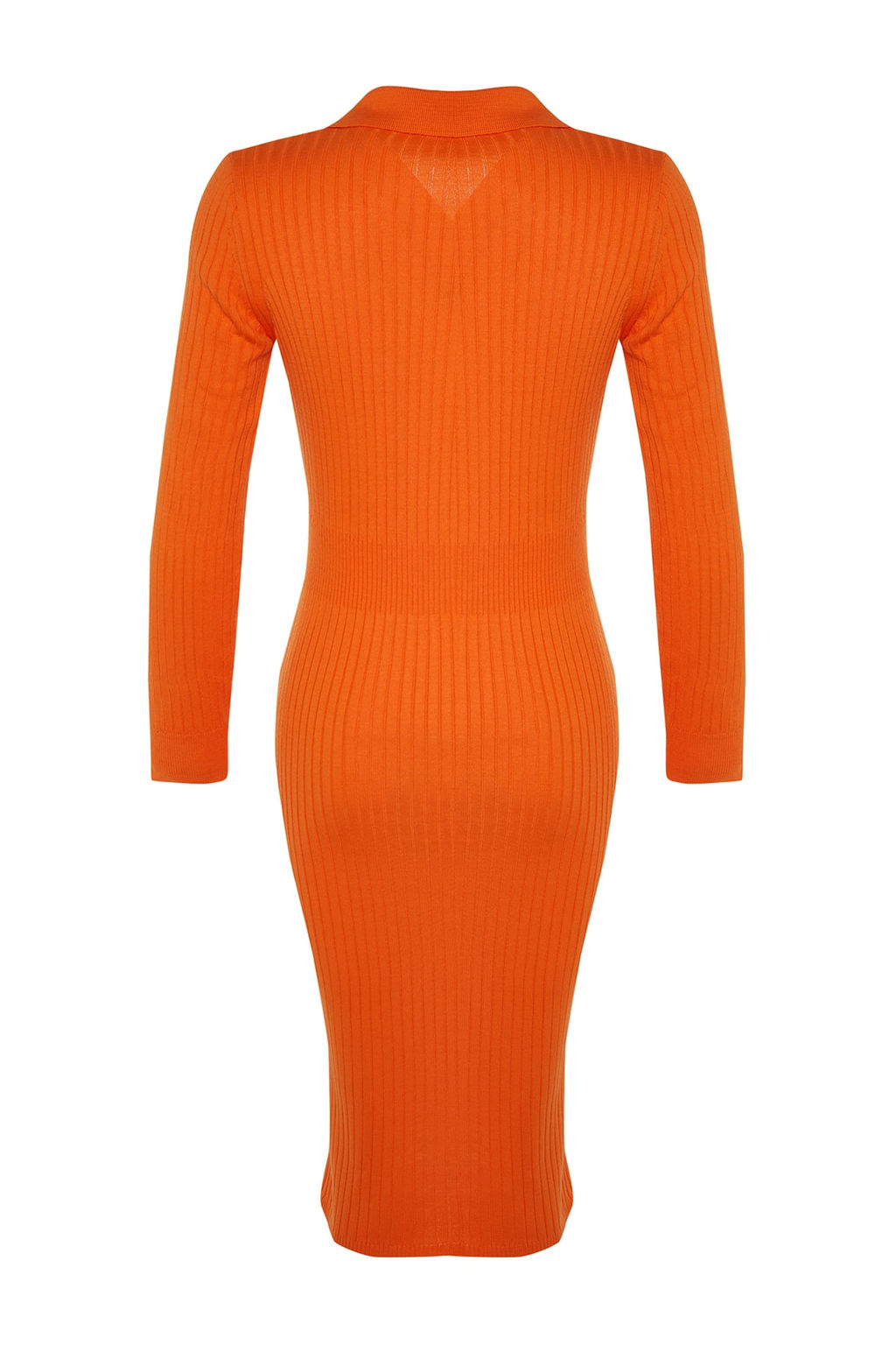 Turuncu Midi Triko Polo Yaka Elbise TWOAW22EL1376