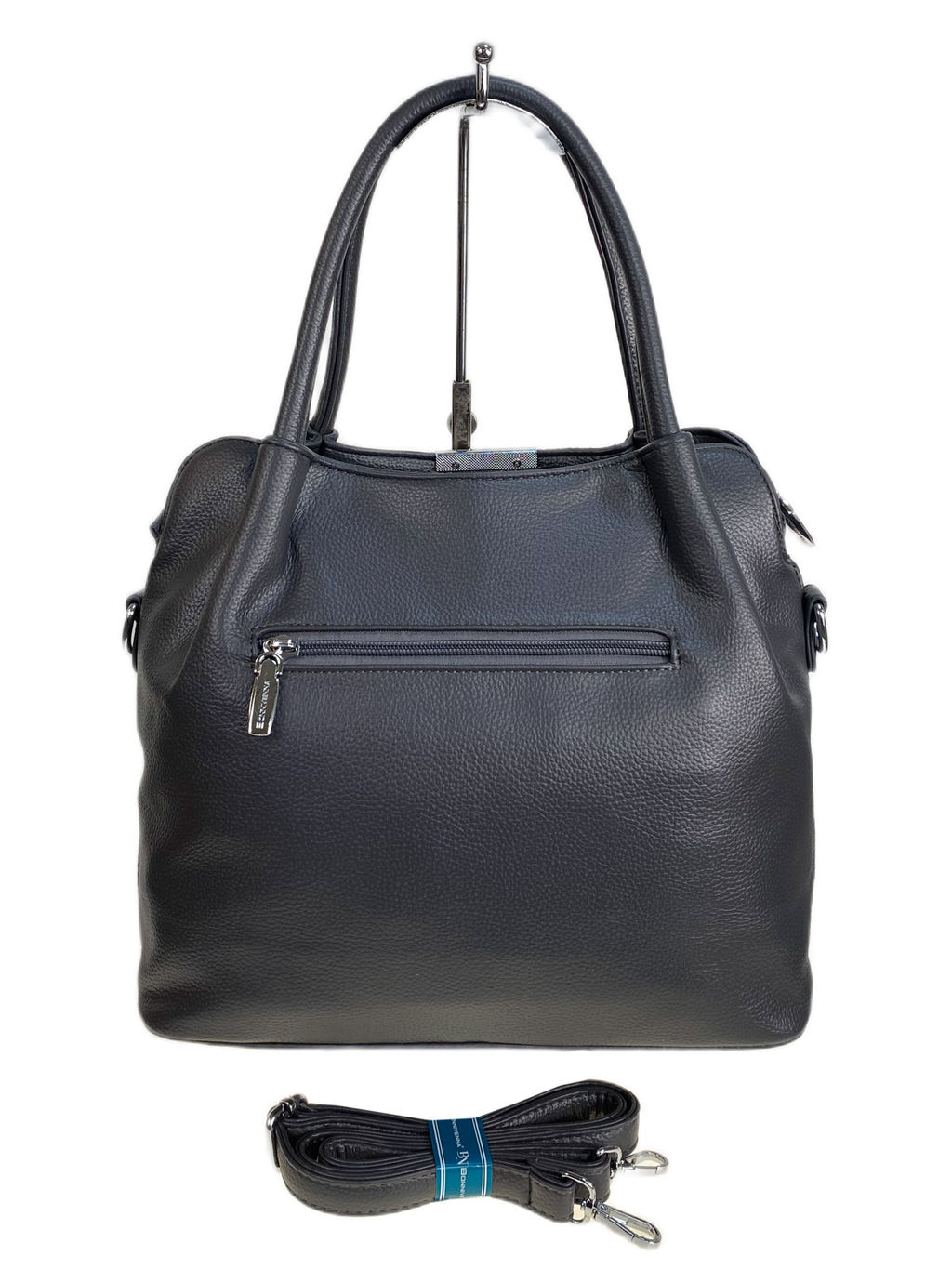 Женская сумка из искусственной кожи и натуральной замши, цвет серый - Greta фото 2