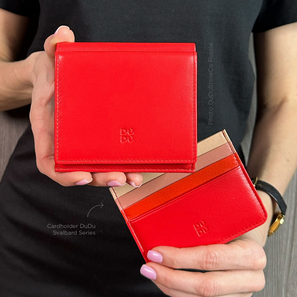 Итальянский кожаный кошелек DuDu серии Flavio | огненно-красный - Dudubags фото 7