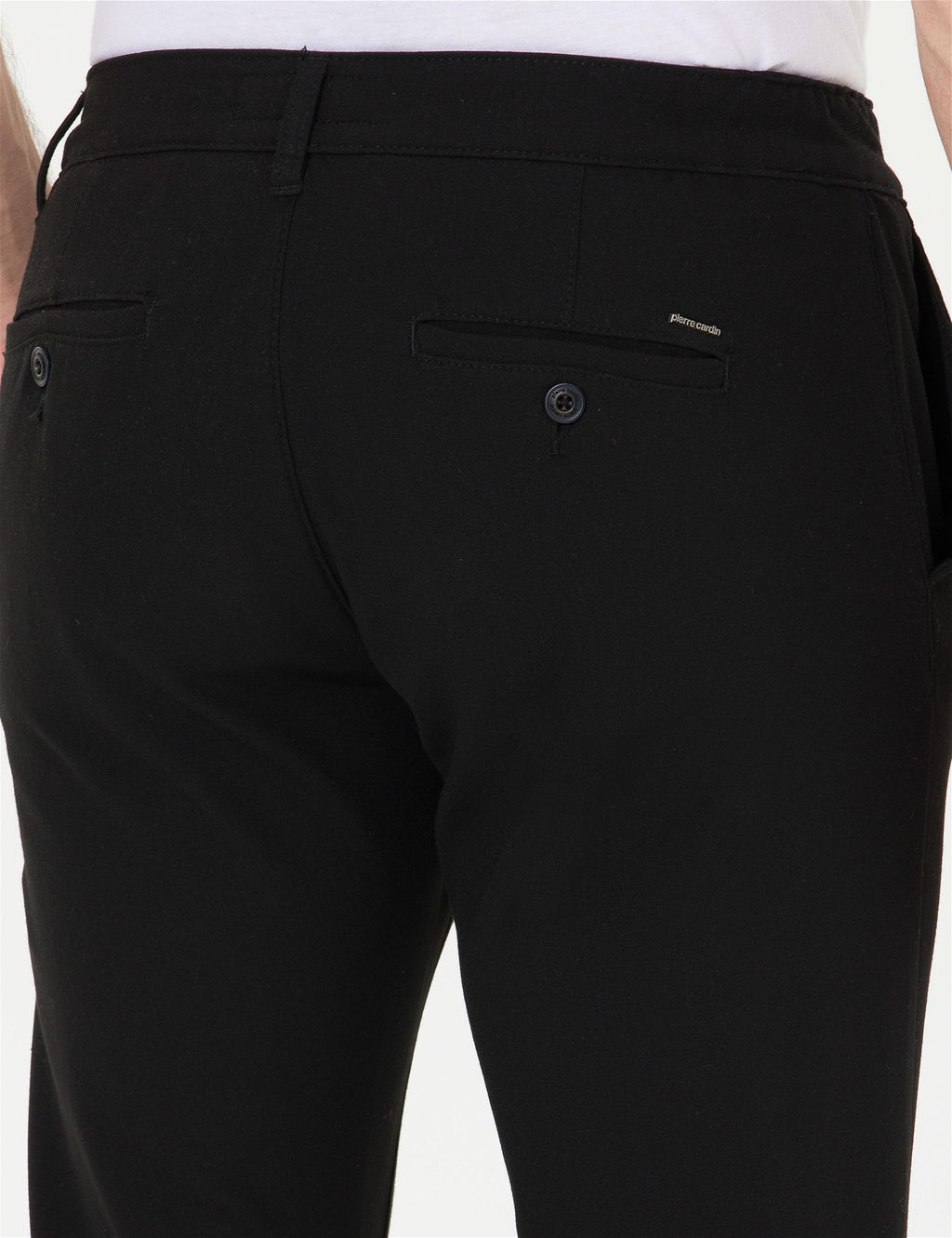 Siyah Slim Fit Beli Latikli _pli Kanvas Pantolon