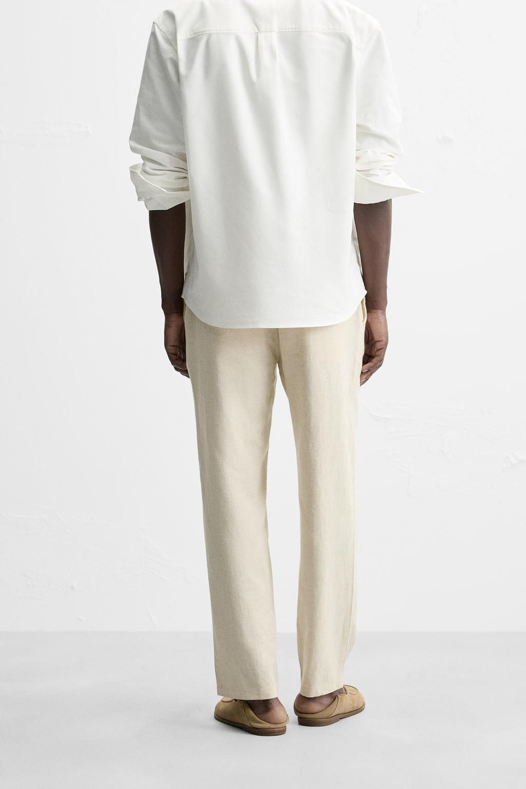 COTTON-LINEN RELAXED FIT TROUSERS - Zara фото 13