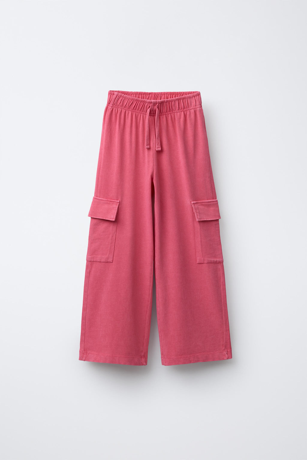 WASHED-EFFECT WIDE-LEG CARGO TROUSERS