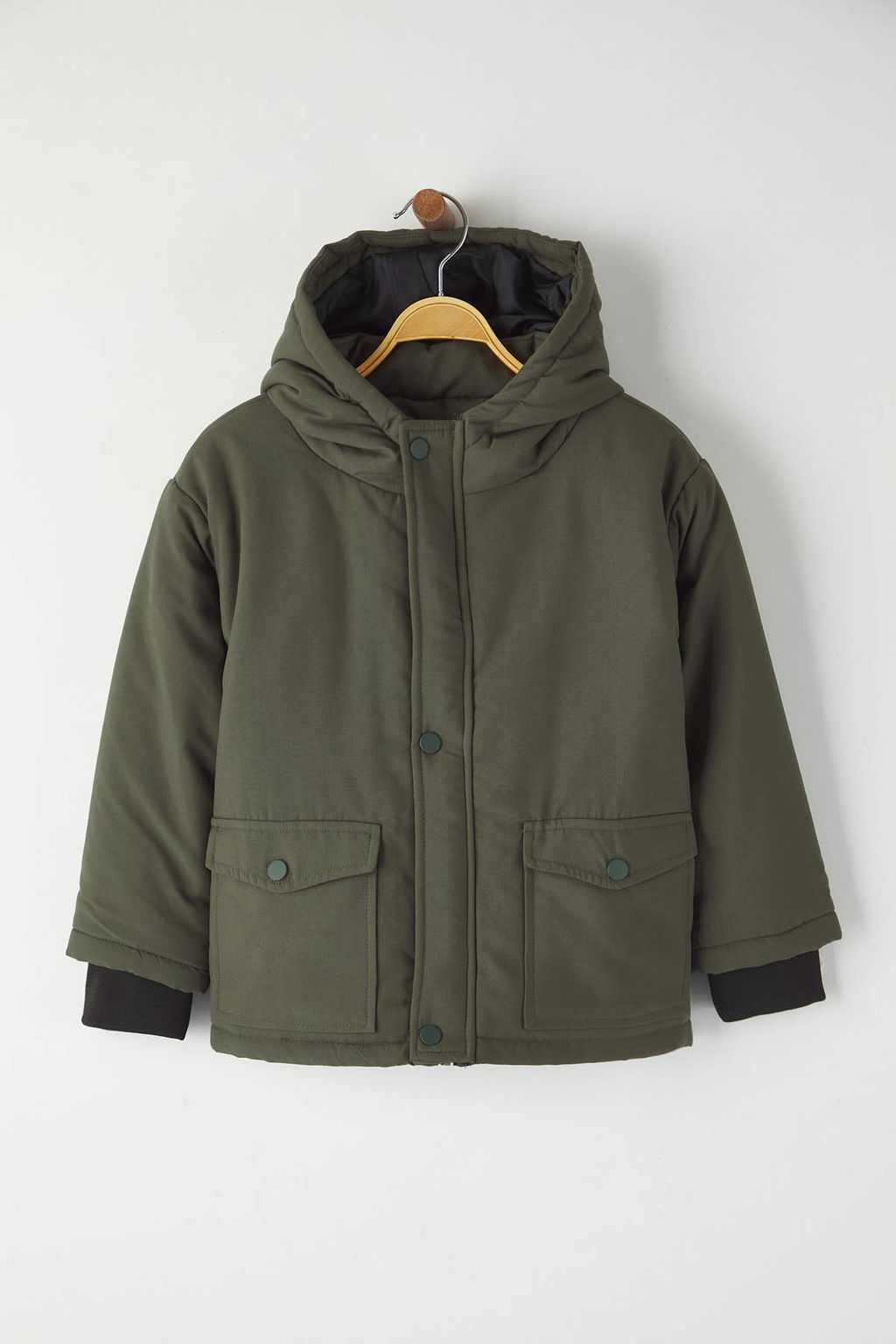 Haki Duz Kapusonlu Regular Erkek Cocuk Mont TKDAW26MO00012 - Trendyolmilla фото 3