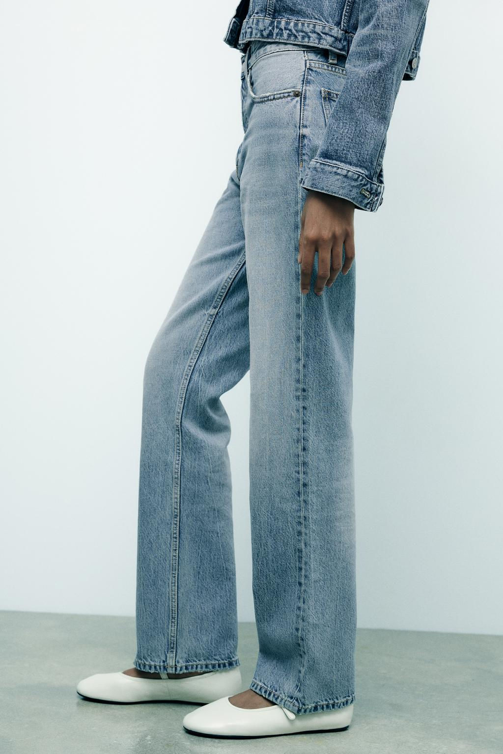 TRF STRAIGHT-LEG MID-RISE JEANS - Zara фото 12