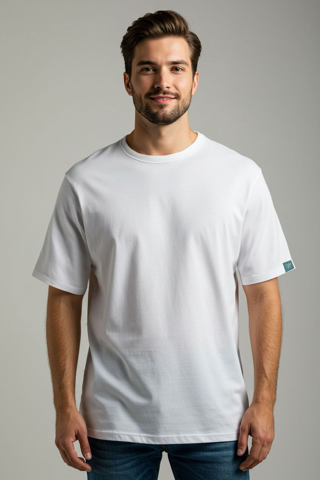 TRENDYOL MAN Beyaz Oversize/Genis Kesim Yaka Detayl? Etiketli %100 Pamuklu T-Shirt TMNSS25TS00057 - Trendyolmilla фото 5