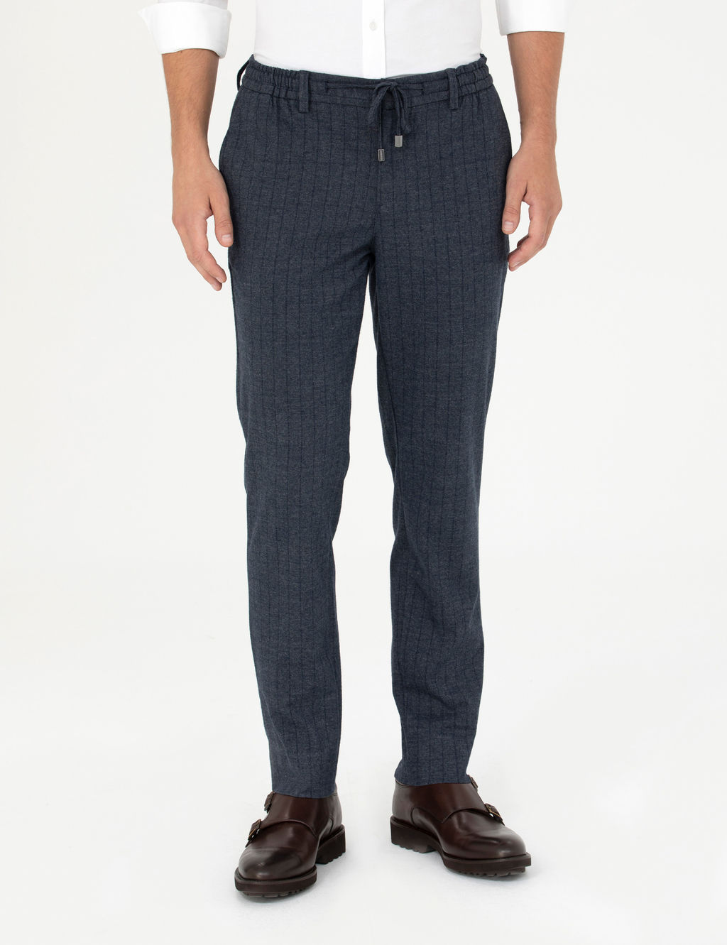 Lacivert Ekstra Slim Fit _izgili Kuma_ Pantolon