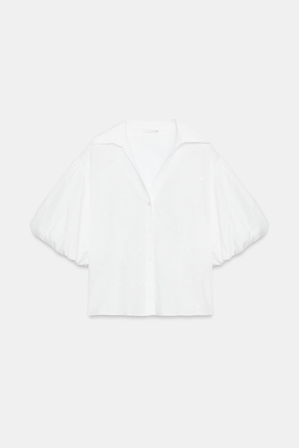 CAMISA BORDADOS MANGA ABULLONADA / Blanco - Zara фото 7