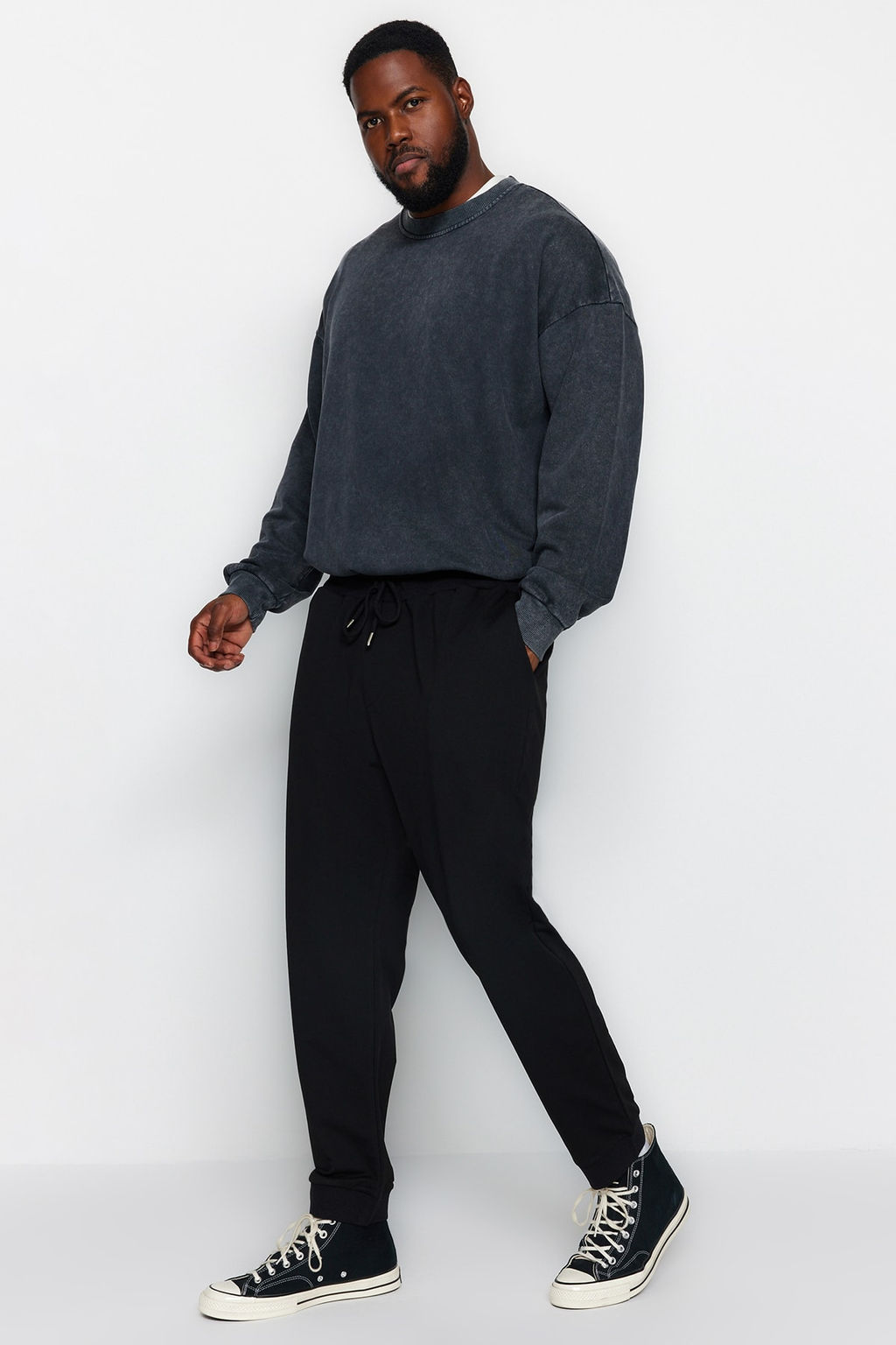 TRENDYOL MAN Siyah Buyuk Beden Regular/Normal Kesim Jogger Basic Pamuklu Esofman Alt? TMNAW24AJ00003 - Trendyolmilla фото 3