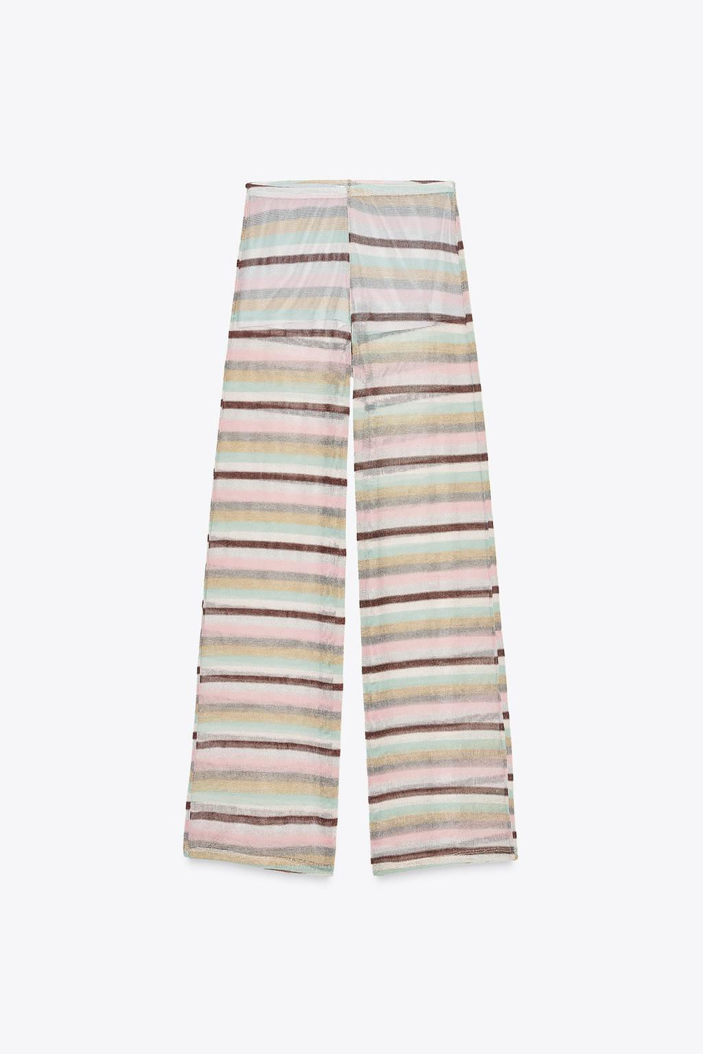 STRIPED METALLIC THREAD TROUSERS - Zara фото 6