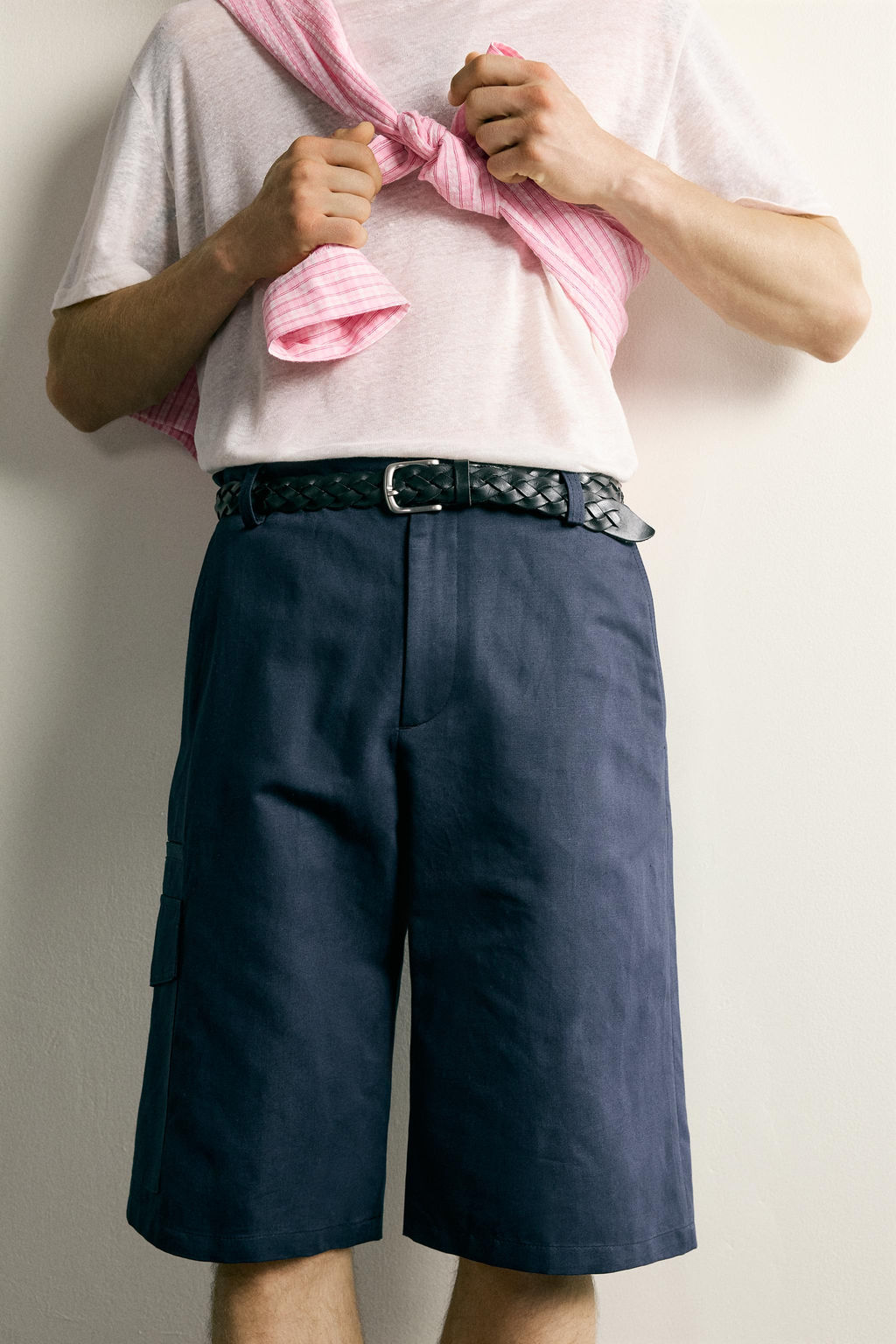 BERMUDA CARGO RELAXED FIT ALGOD?N - LINO / Azul / Marino - Zara фото 5