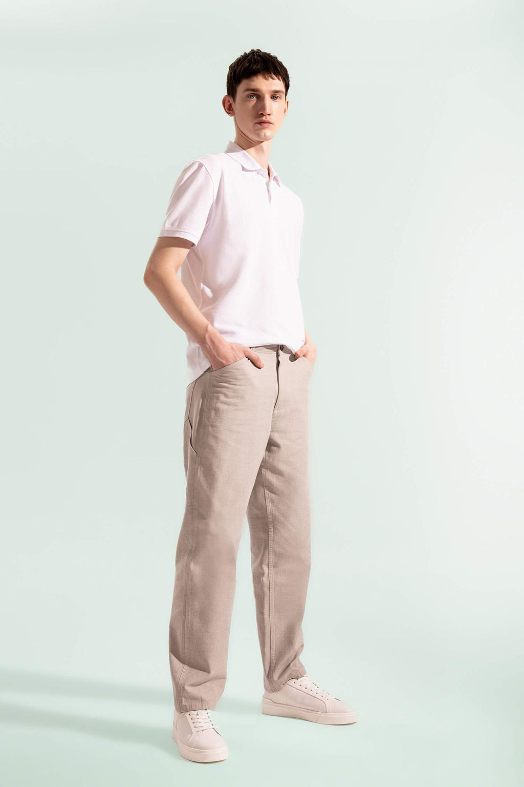 Relax Fit Rahat Kesim Yazl?k Pantolon Keten Kar?s?ml? Cepli Duz Paca - Defacto фото 3