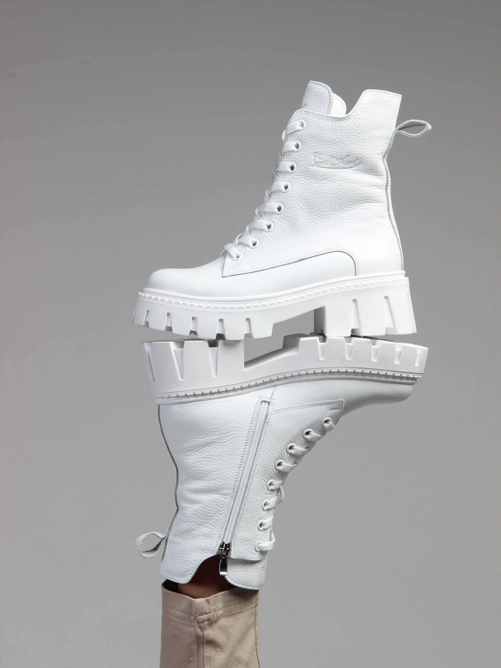 Ботинки 346.чанкиw. Белый бартон/Шерсть