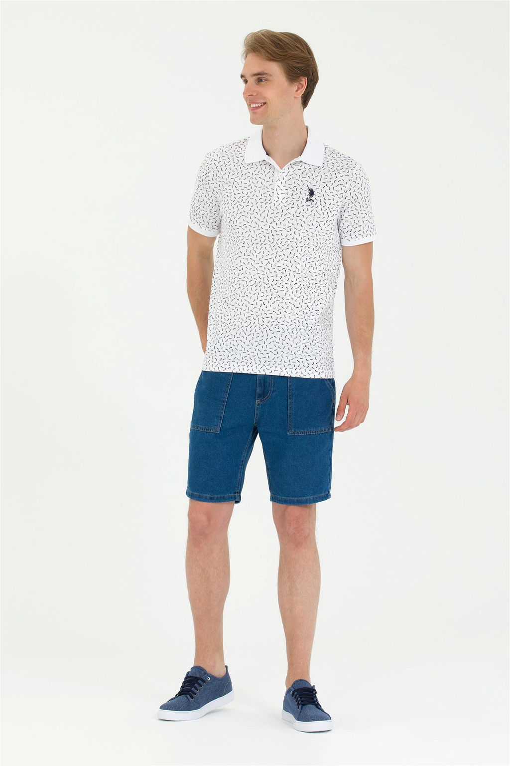 Мужская темно-синяя футболка с воротником-поло - U.s. polo assn фото 11