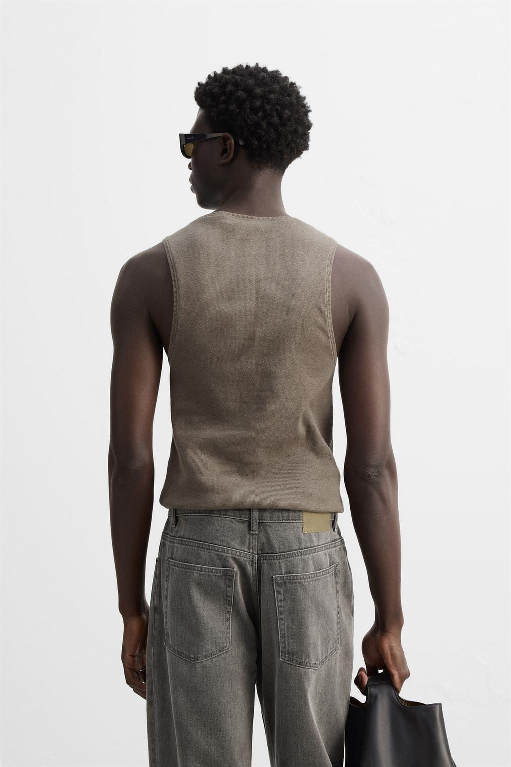 COTTON - HEMP RIBBED TANK TOP - Zara фото 3