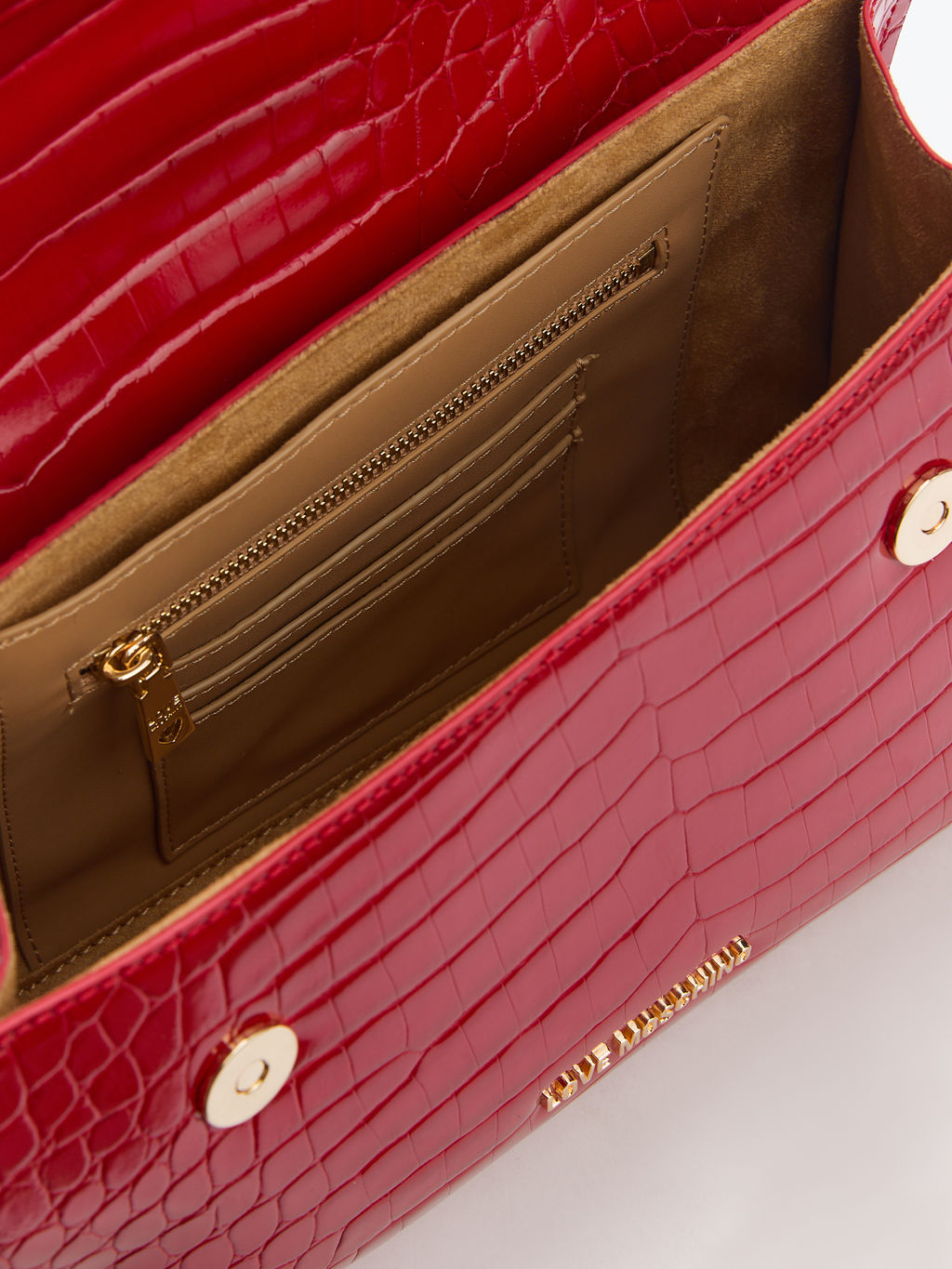Женская сумка с ручками LOVE MOSCHINO CHAIN DETAIL CROCO Артикул 4192183, рубиновый  фото 5