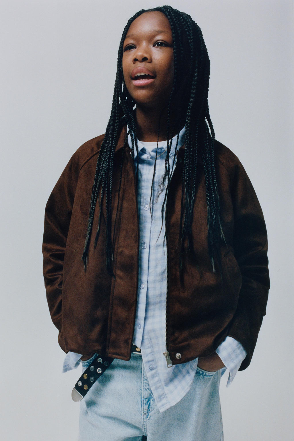 CAZADORA BOMBER EFECTO ANTE / Chocolate