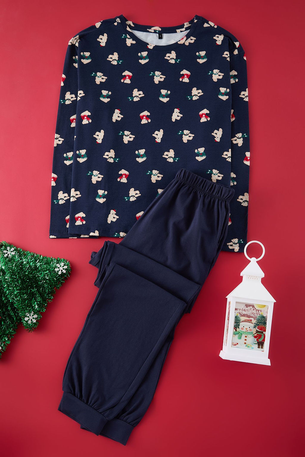 Kad?n Couple/Cift Lacivert %100 Pamuklu Ay?c?kl? K?s Temal? Orme Pijama Tak?m? THMAW25PT00243 - Trendyolmilla фото 6