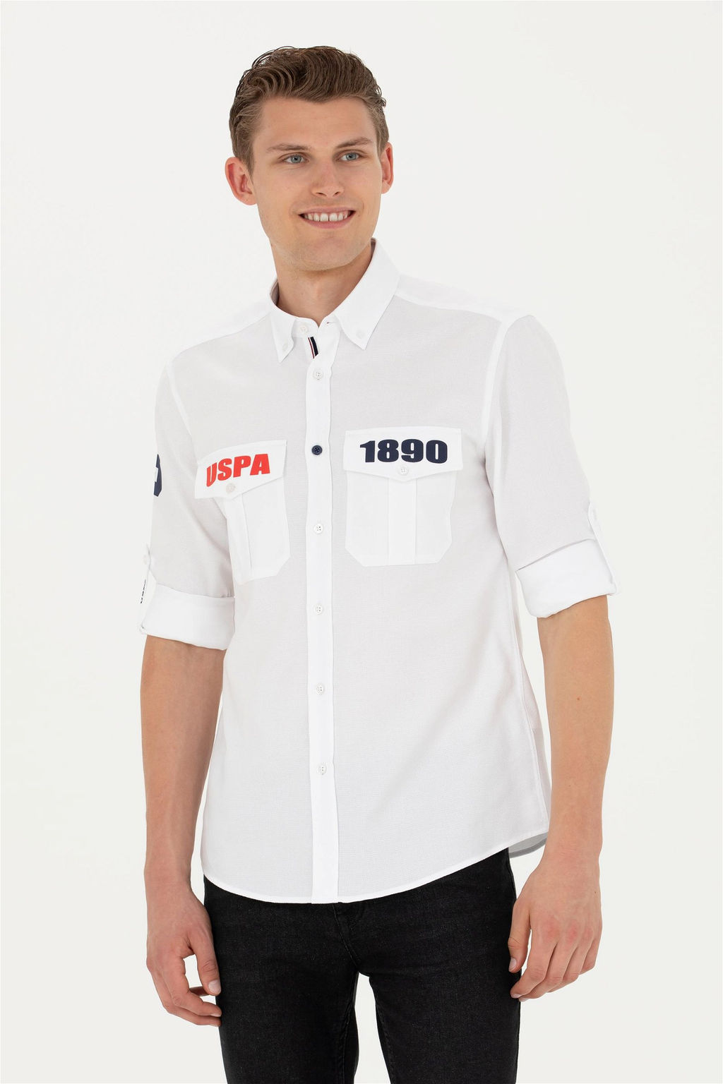 Мужская белая рубашка с длинным рукавом - U.s. polo assn фото 8