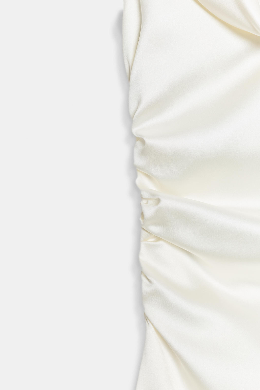 VESTIDO MINI SATINADO FRUNCES / Blanco roto - Zara фото 9