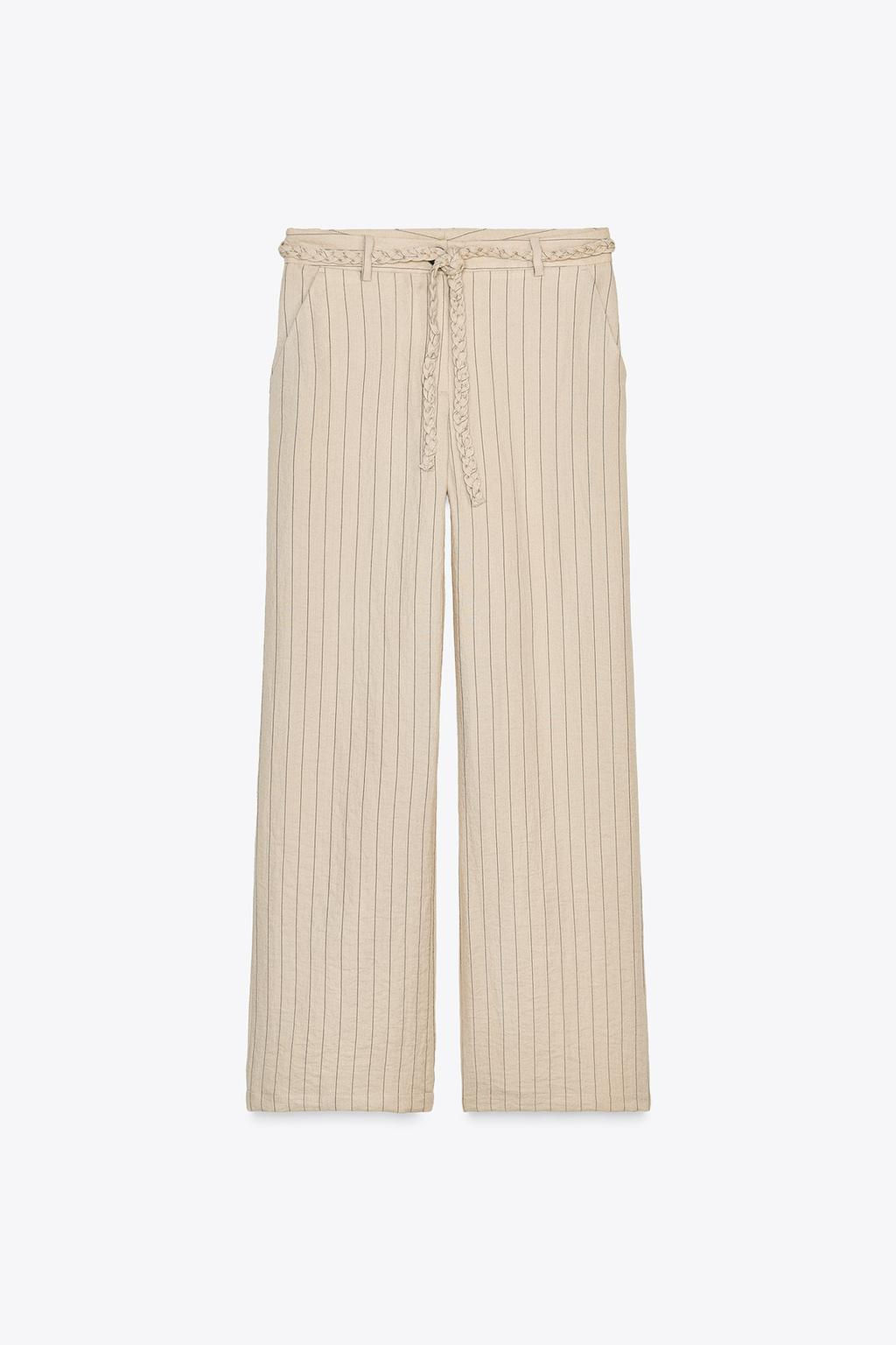 STRIPED TROUSERS WITH BRAIDED BELT - Zara фото 7