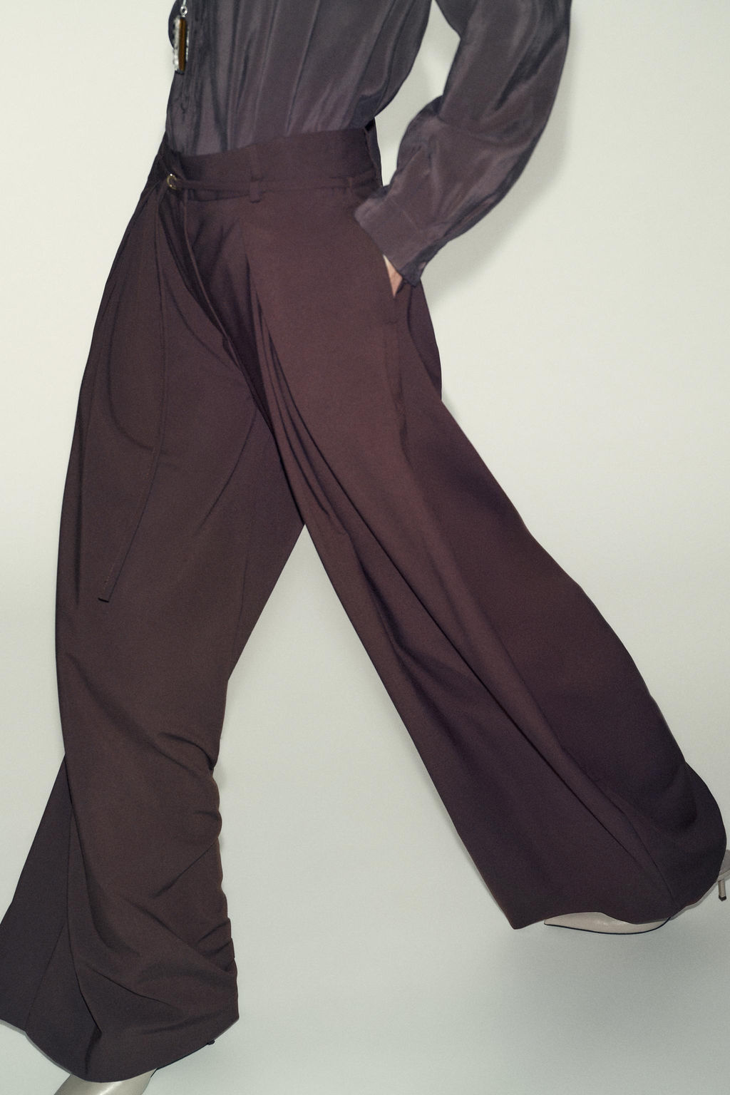 WIDE-LEG TROUSERS WITH THIN BELT - Zara фото 11
