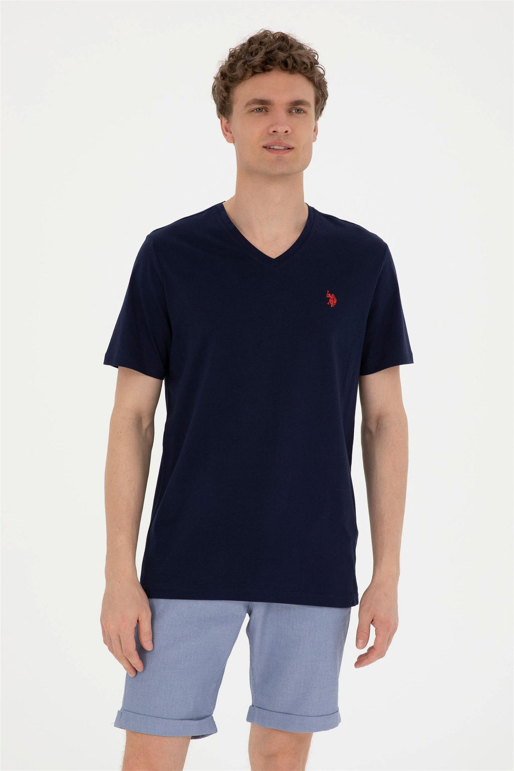 Футболка мужская U.S. Polo Assn базовая темно-синяя из хлопка
