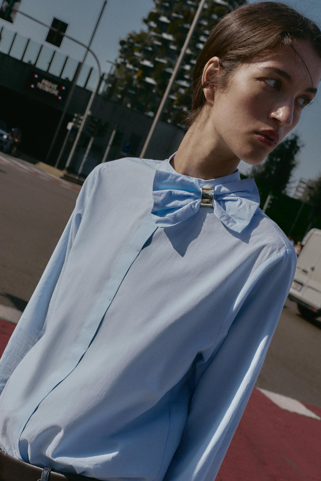 POPLIN BLOUSE WITH BOW - Zara фото 6
