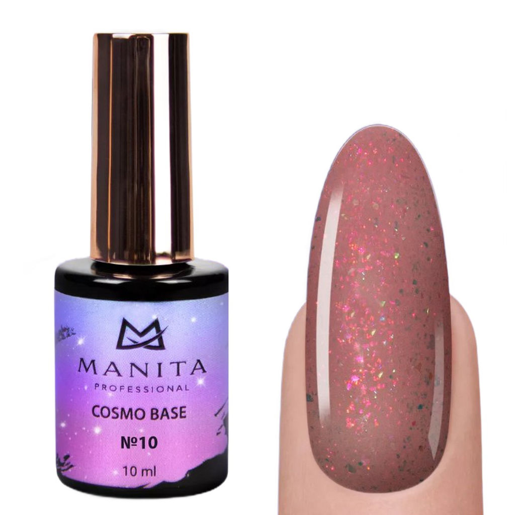 Manita Professional База для ногтей камуфлирующая с блестками №10 / Cosmo Base, 10 мл  фото 6
