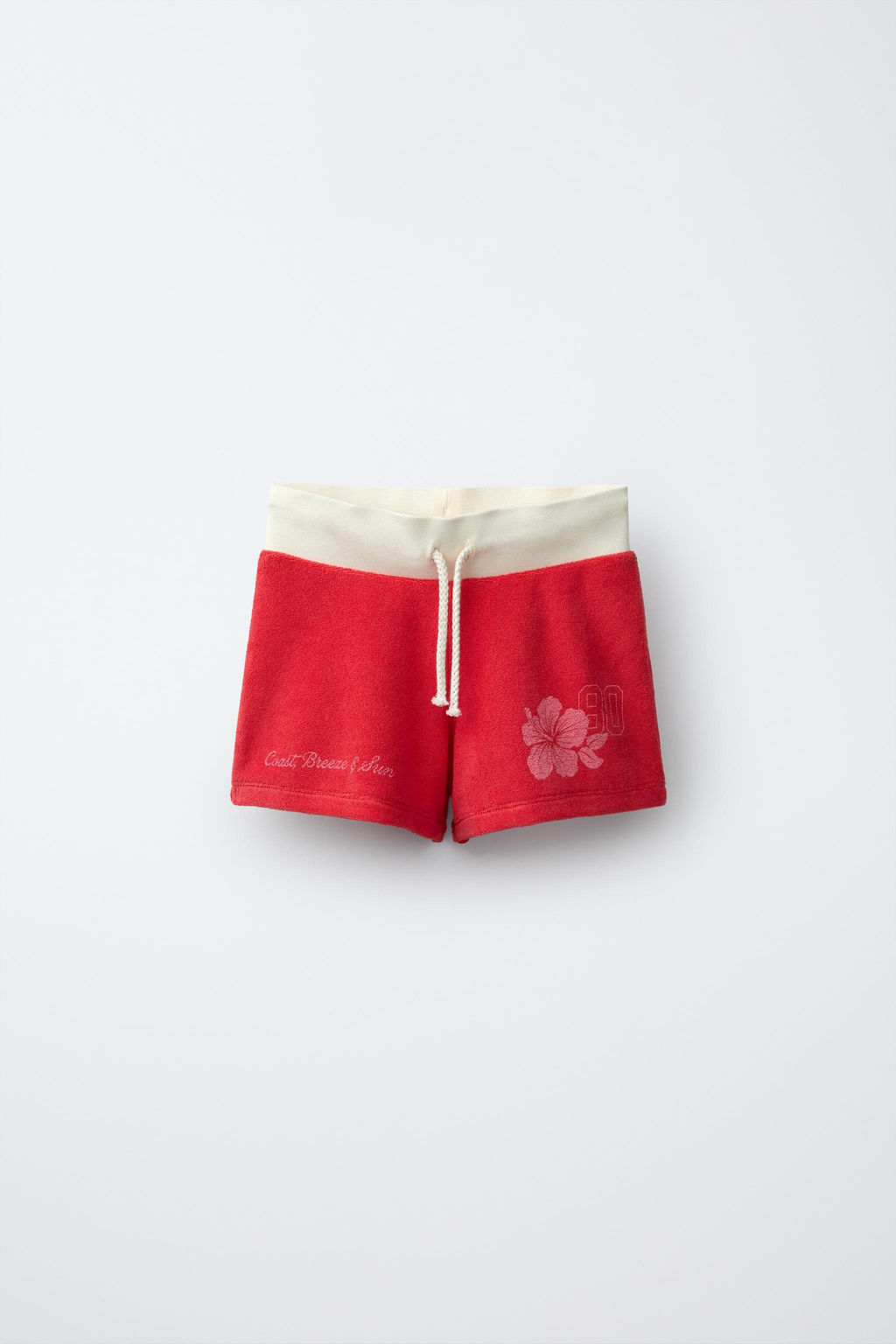 BERMUDA EFECTO TOALLA HIBISCUS / Rojo
