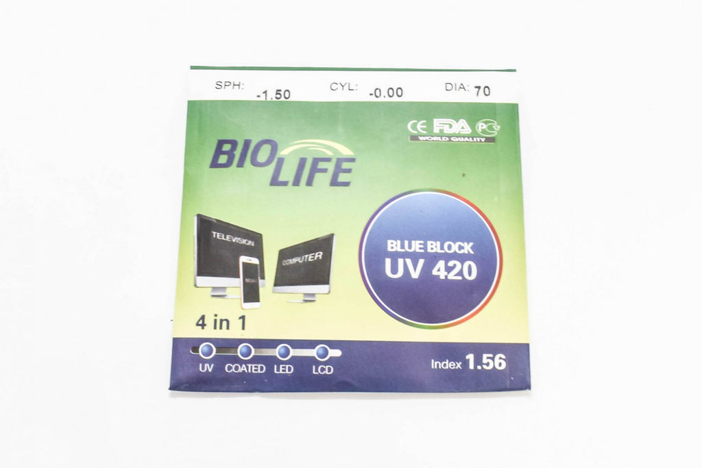 Линзы BIO LIFE BLUE BLOCK Ф70 1.56 ДИОПТРИИ: -0.00 - -4.00