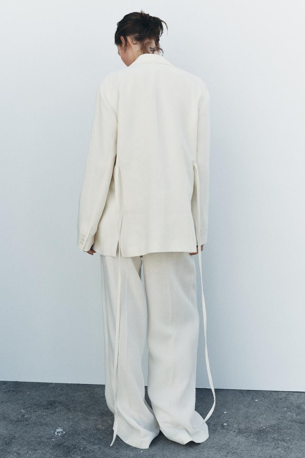 ZW COLLECTION DARTED LINEN BLEND TROUSERS - Zara фото 3